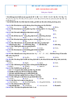 TOP 8 đề thi thử tốt nghiệp THPT năm 2022 môn hóa 12 (có đáp án)