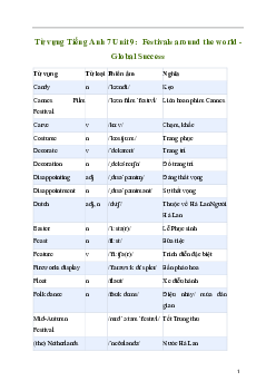 Giải Tiếng Anh 7 Unit 9: Từ vựng | Global Success