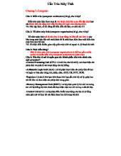 Cấu Trúc Máy Tính: Chương I & II - Kiến Trúc và Tổ Chức Máy Tính