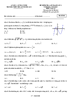 Đề kiểm tra sát hạch Toán 12 lần 1 năm 2018 – 2019 trường Thuận Thành 2 – Bắc Ninh