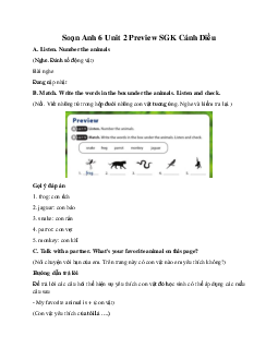 Soạn Anh 6 Unit 2 Preview SGK Cánh Diều