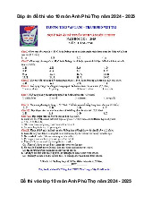 Đề thi tuyển sinh vào 10 môn Tiếng Anh Sở GD&ĐT Phú Thọ năm 2024 - 2025