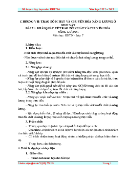 Giáo án Bài 21: Khái quát về trao đổi chất và chuyển hóa năng lượng | Khoa Học Tự Nhiên 7 Kết nối tri thức