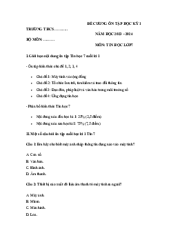 Đề cương ôn tập học kì 1 môn Tin học 7 sách Kết nối tri thức với cuộc sống