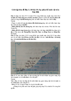 Tập bản đồ Địa lý lớp 10 bài 19: Sự phân bố sinh vật trên Trái Đất
