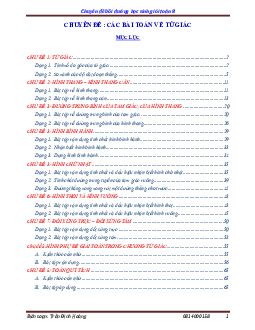 Chuyên đề các bài toán về tứ giác bồi dưỡng học sinh giỏi Toán 8