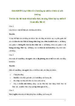 Giải KHTN 8 Bài 42: Cân bằng tự nhiên và bảo vệ môi trường | Cánh diều