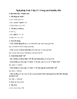 Ngữ pháp Unit 1: A long and healthy life | Tiếng anh 11 Global Success