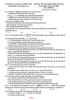 Đề KSCL thi tốt nghiệp THPT năm 2022 môn sinh học Trường Chuyên Hưng Yên (có đáp án và lời giải chi tiết)
