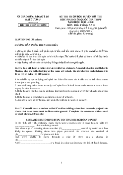 Kì thi chọn đội tuyển chính thức dự thi HSG quốc gia lớp 12 THPT tỉnh Hải Dương năm học 2019-2020 môn thi Tiếng Anh vòng II