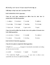 Đề thi học kỳ 1 môn Tiếng Anh lớp 9 năm học 2024 - 2025 | Bộ sách I Learn Smart World