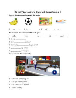 Đề thi Tiếng Anh lớp 1 học kì 2 Smart Start số 1