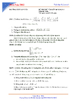 Đề thi thử vào lớp 10 môn Toán năm 2018 trường THPT Sơn Tây – Hà Nội
