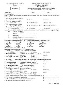 Đề thi học kì 2 môn Tiếng Anh 6 năm 2022 - 2023 sách Global Success | Đề 4