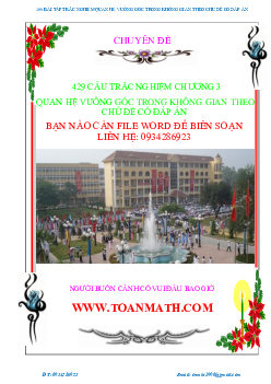 Top 429 câu trắc nghiệm chuyên đề quan hệ vuông góc trong không gian – Phạm Văn Huy