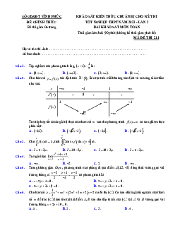 Đề khảo sát môn Toán thi tốt nghiệp THPT 2023 lần 2 sở GD&ĐT Vĩnh Phúc