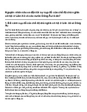 Nguyên nhân sâu xa dẫn tới sự sụp đổ của chế độ chủ nghĩa xã hội ở Liên Xô và các nước Đông Âu là do?