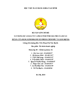 Tiểu luận Xây Dựng Dự Án Đầu Tư Và Phân Tích Tính Khả Thi Của Dự Án | Tài chính doanh nghiệp | Học viện Ngân Hàng