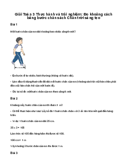 Giải Toán 3: Thực hành và trải nghiệm: Đo khoảng cách bằng bước chân | Chân trời sáng tạo