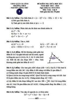 Đề giữa kì 1 Toán 8 năm 2022 – 2023 trường THCS Nguyễn Công Trứ – Hà Nội