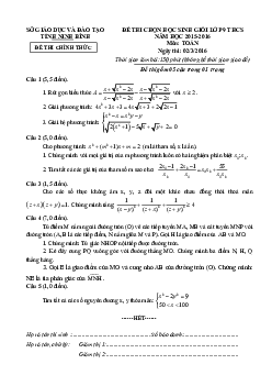 Đề thi chọn học sinh giỏi Toán 9 năm 2015 – 2016 sở GD&ĐT Ninh Bình
