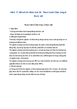 Sinh 11 Kết nối tri thức bài 16: Thực hành Cảm ứng ở thực vật