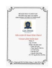 Tiểu Luận Phân Tích Thao Túng Tâm Lý và Tác Động Ngắn Hạn | Môn Tâm lý học đại cương - Đại học Gia Định