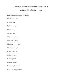 Phiếu bài tập ở nhà tiếng Anh lớp 3 - Ngày 18/04