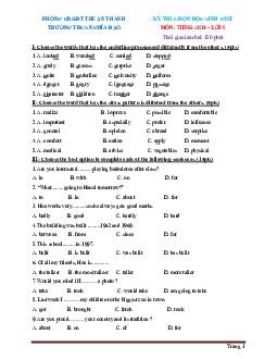 Đề chọn HSG Tiếng Anh 8 trường THCS Nghĩa Đạo