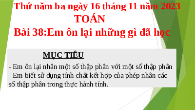 Giáo án điện tử toán 5 Bài 38 Chân trời sáng tạo: Em ôn lại những gì đã học