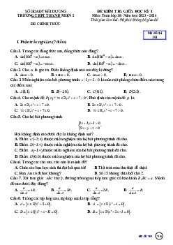Đề giữa học kỳ 1 Toán 10 năm 2023 – 2024 trường THPT Thanh Miện 2 – Hải Dương