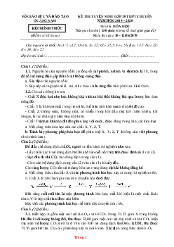 Đề thi tuyển sinh lớp 10 THPT Chuyên năm 2019-2020 môn hóa học Sở GD Quảng Nam (có lời giải)