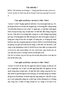 Đoạn văn phát biểu cảm nghĩ của em sau khi học văn bản Ca Huế | Văn mẫu lớp 7 Cánh diều