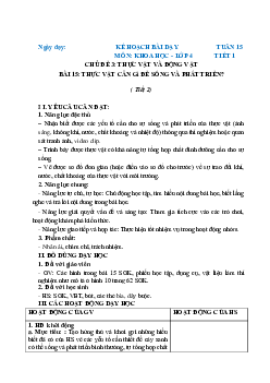 Giáo án Khoa học lớp 4 Tuần 15 | Chân trời sáng tạo