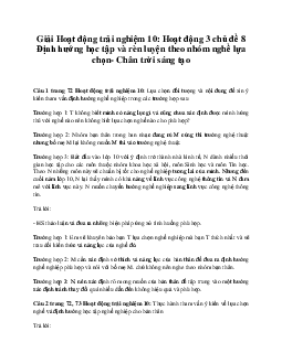 Giải Hoạt động trải nghiệm 10: Hoạt động 3 chủ đề 8 Chân Trời Sáng Tạo