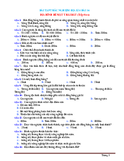 Trắc nghiệm Địa 6 Bài 14: Địa hình bề mặt Trái Đất -tiếp theo (có đáp án)
