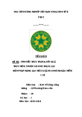 tiểu luận đề tài : tìm hiểu thực trạng, kết quả thực hiện, thuận lợi-khó khăn, các biện pháp nâng cao hiệu quả hoạt động bảo hiểm y tế môn Kinh tế công cộng | Học viện Nông nghiệp Việt Nam