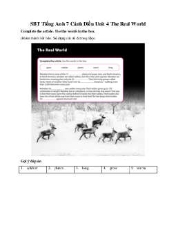 SBT Tiếng Anh 7 Cánh Diều Unit 4 The Real World