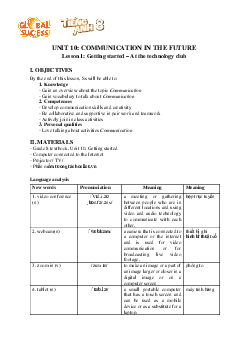 Giáo án Tiếng Anh 8 Unit 10: Communication in the future| Global Success