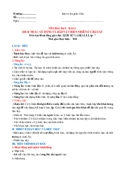 Giáo án Bài 3: Khai thác, sử dụng và bảo vệ thiên nhiên ở Châu Âu Địa lý 7 | Kết nối tri thức