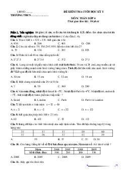 Đề thi học kì 1 Toán 6 Chân trời sáng tạo năm 2023 - 2024 số 4