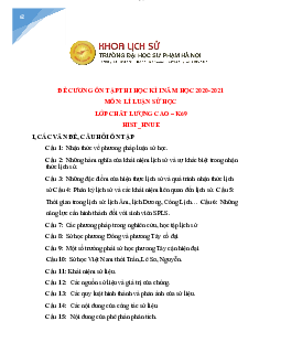 Đề cương ôn tập học kì 1 năm 2020-2021| Đại học Sư Phạm Hà Nội