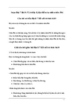 Giải Địa lí 7 Bài 9: Vị trí địa lí, đặc điểm tự nhiên châu Phi | Kết nối tri thức