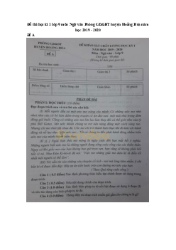 Đề thi học kì 1 lớp 9 môn Ngữ văn Phòng GD&ĐT huyện Hoằng Hóa năm học 2019 - 2020