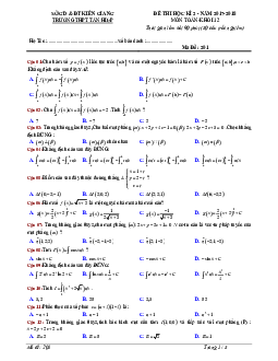 Đề thi học kỳ 2 Toán 12 năm 2017 – 2018 trường Tân Hiệp – Kiên Giang