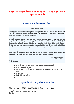 Soạn bài Chợ nổi Cà Mau trang 10 | Tiếng Việt Lớp 3 Tập 2 Cánh diều