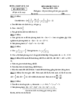 Đề thi Olimpic Toán 8 năm 2020 – 2021 phòng GD&ĐT Quốc Oai – Hà Nội