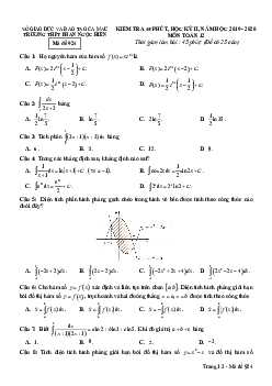 Đề kiểm tra 45 phút HK2 Toán 12 năm 2019 – 2020 trường THPT Phan Ngọc Hiển – Cà Mau