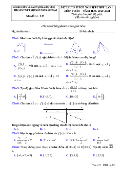 Đề thi thử Toán tốt nghiệp THPT 2021 lần 1 trường chuyên Nguyễn Trãi – Hải Dương
