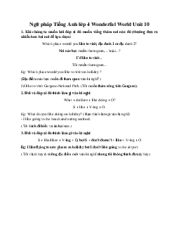 Ngữ pháp Tiếng Anh lớp 4 Wonderful World Unit 10